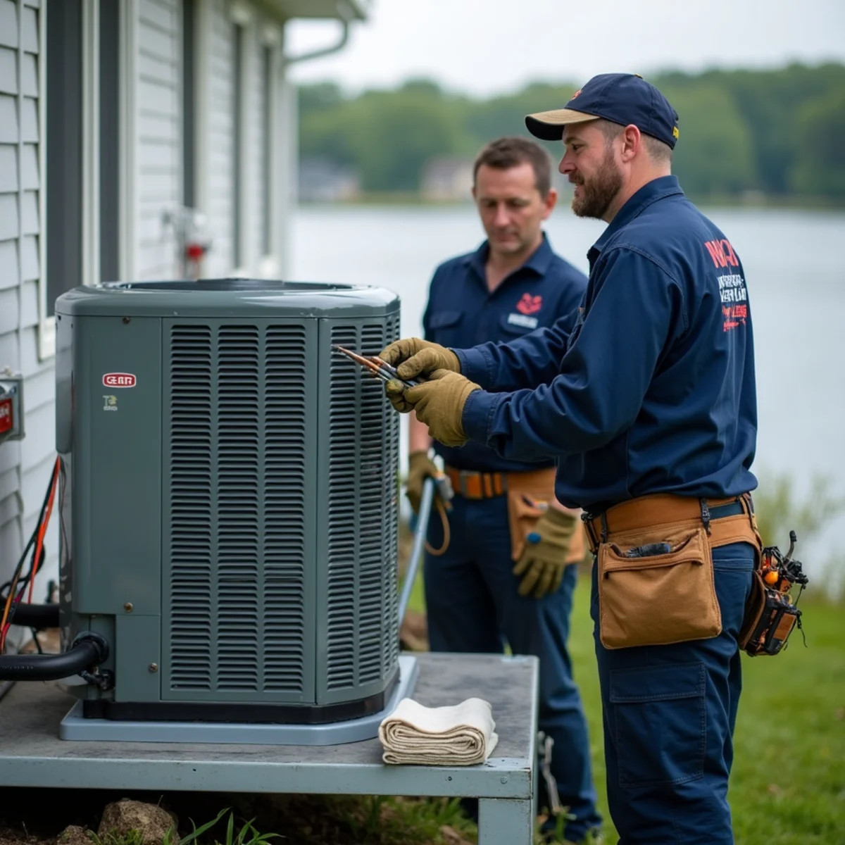 Waterfront home air conditioning condenser with anti-corrosive coil protection in Joppatowne MD